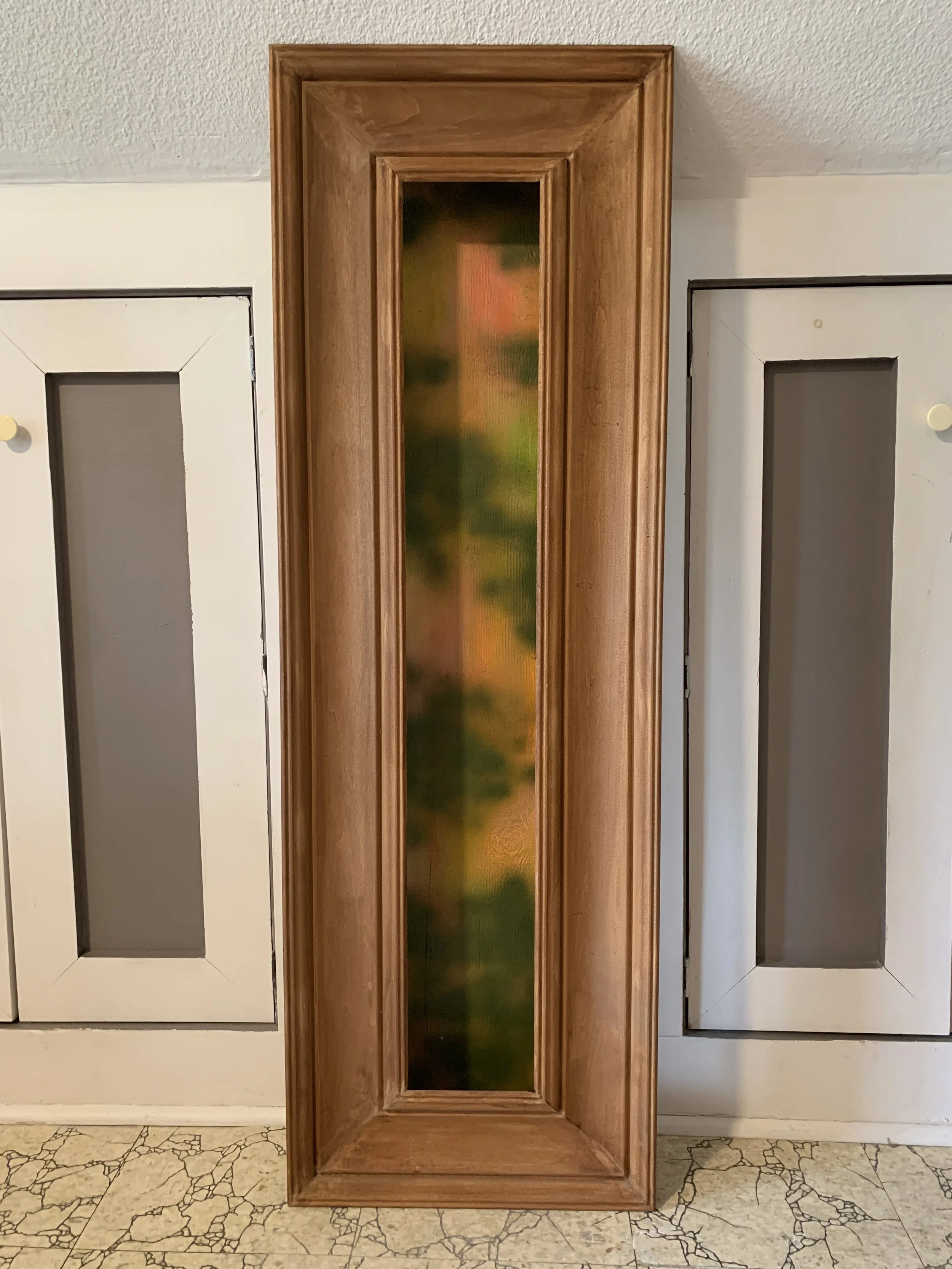 $800 / Smoke Tree Sliver in Neighbourhood Reno Scrap Frame / Acrylic on Wood / 17" x 50" / 2026