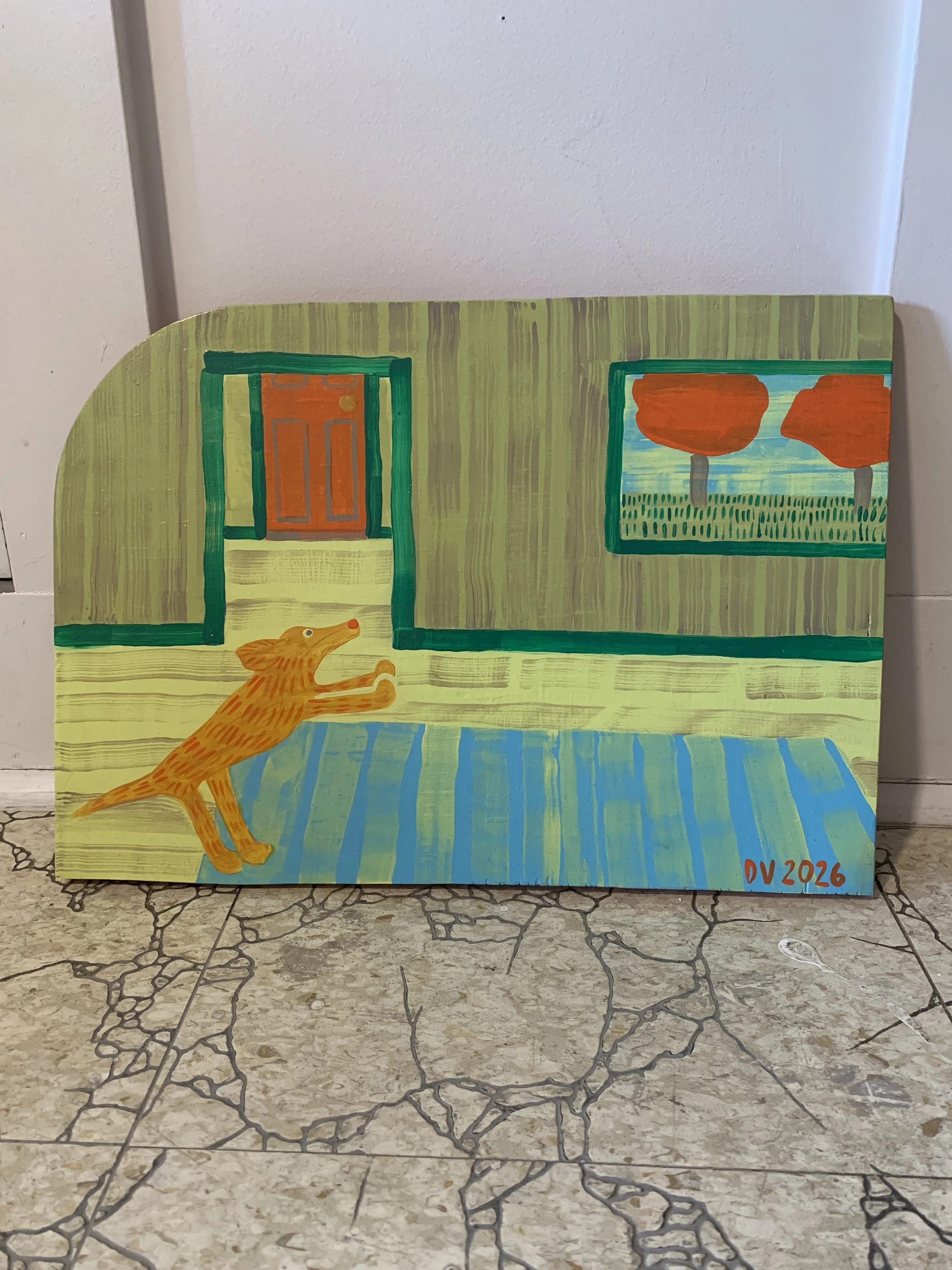 $300 / Lumpsum Waiting / Acrylic on Wood / 11" x 15" / 2026