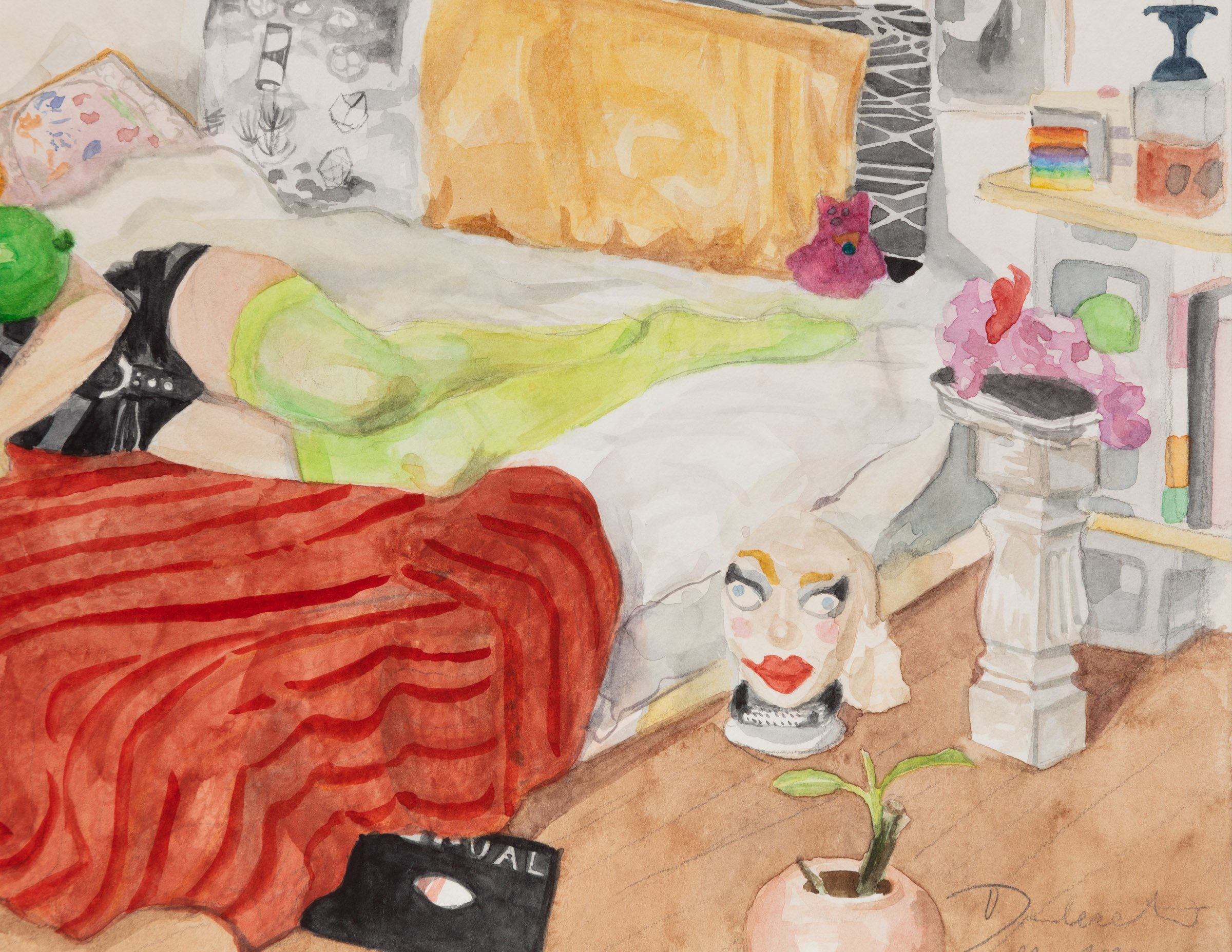Detail | Dusty in Their Room | Watercolour on Paper | 9" x 12" | 2020