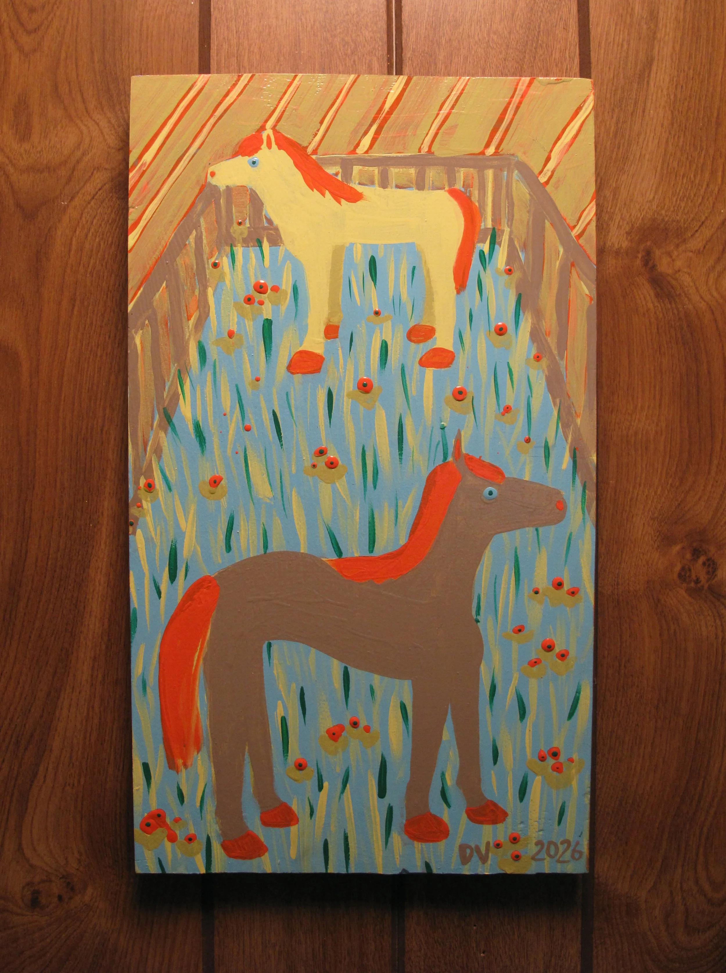 Denver and Cassandra | Acrylic Paint on Wood Board | 16" x 9 1/4" x 3/4" | 2026