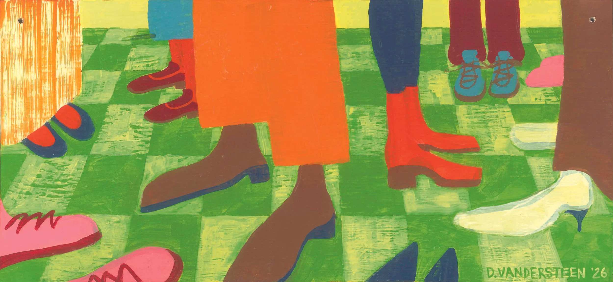 Mingling / Acrylic on Plywood / 8" x 18" / April 2026 / Commission for Milou Restaurant in Toronto