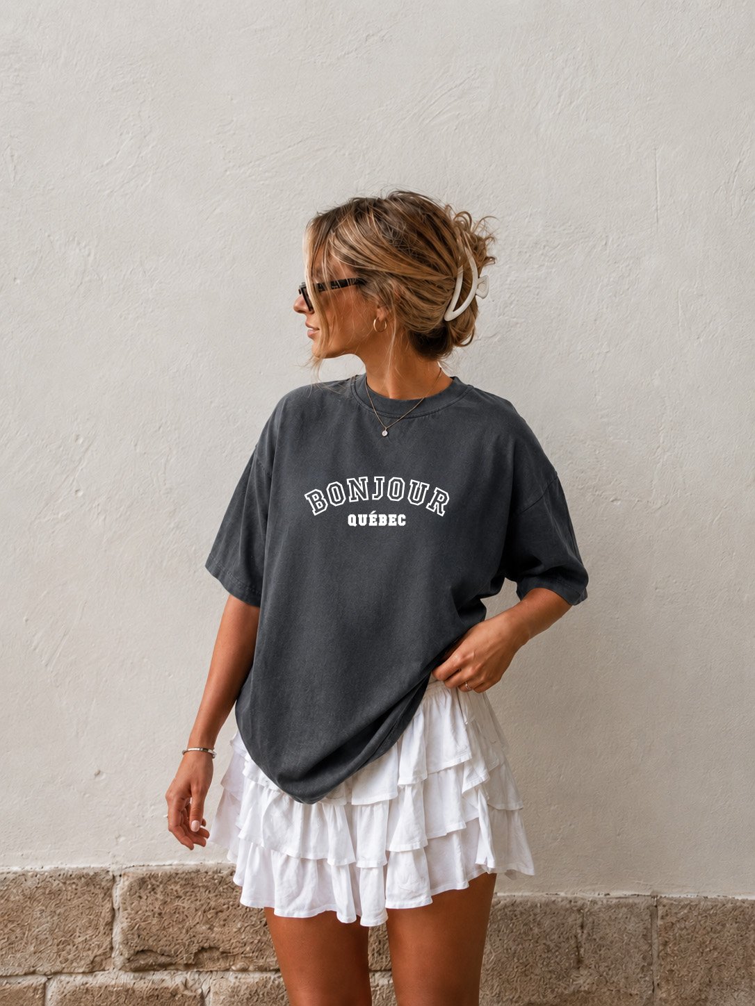 T-Shirt Bonjour Québec - Charcoal