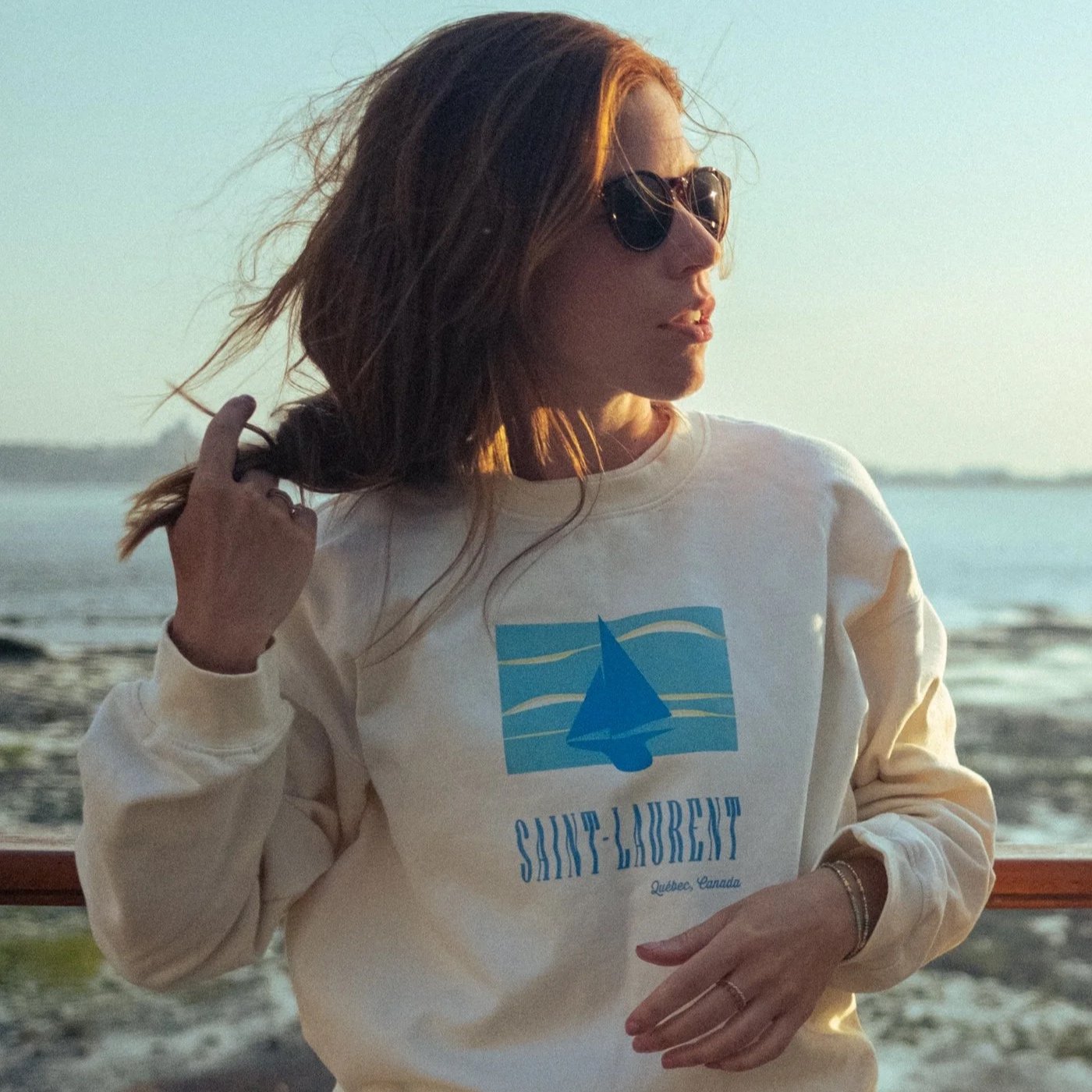 Crewneck Saint-Laurent - Crème