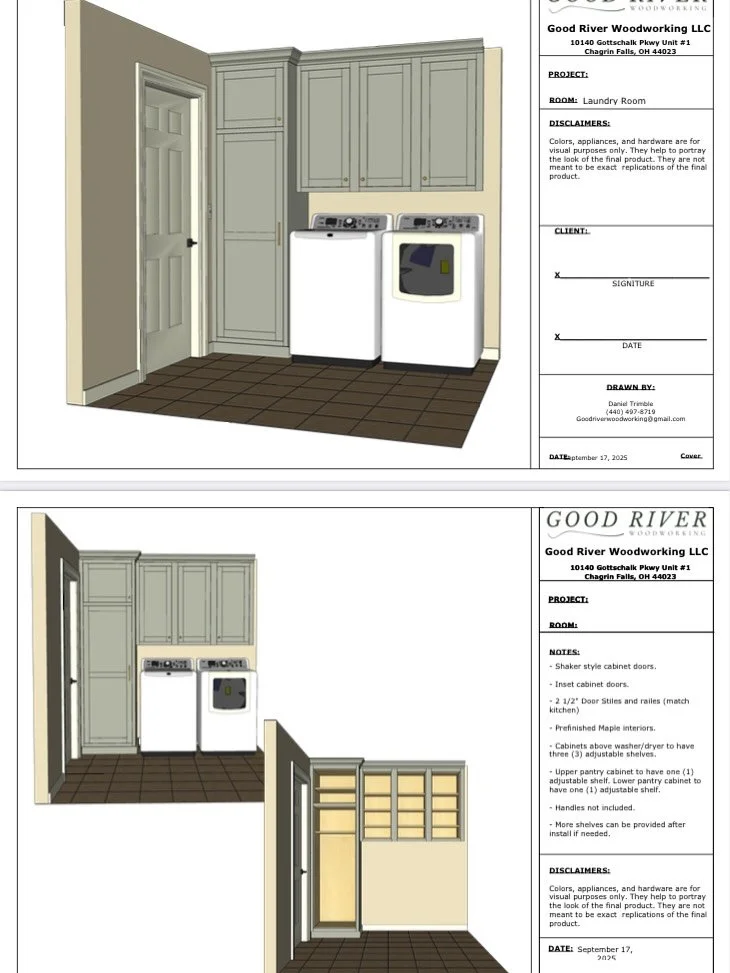 From design to final product. This laundry room gets a beautiful upgrade with storage solutions.