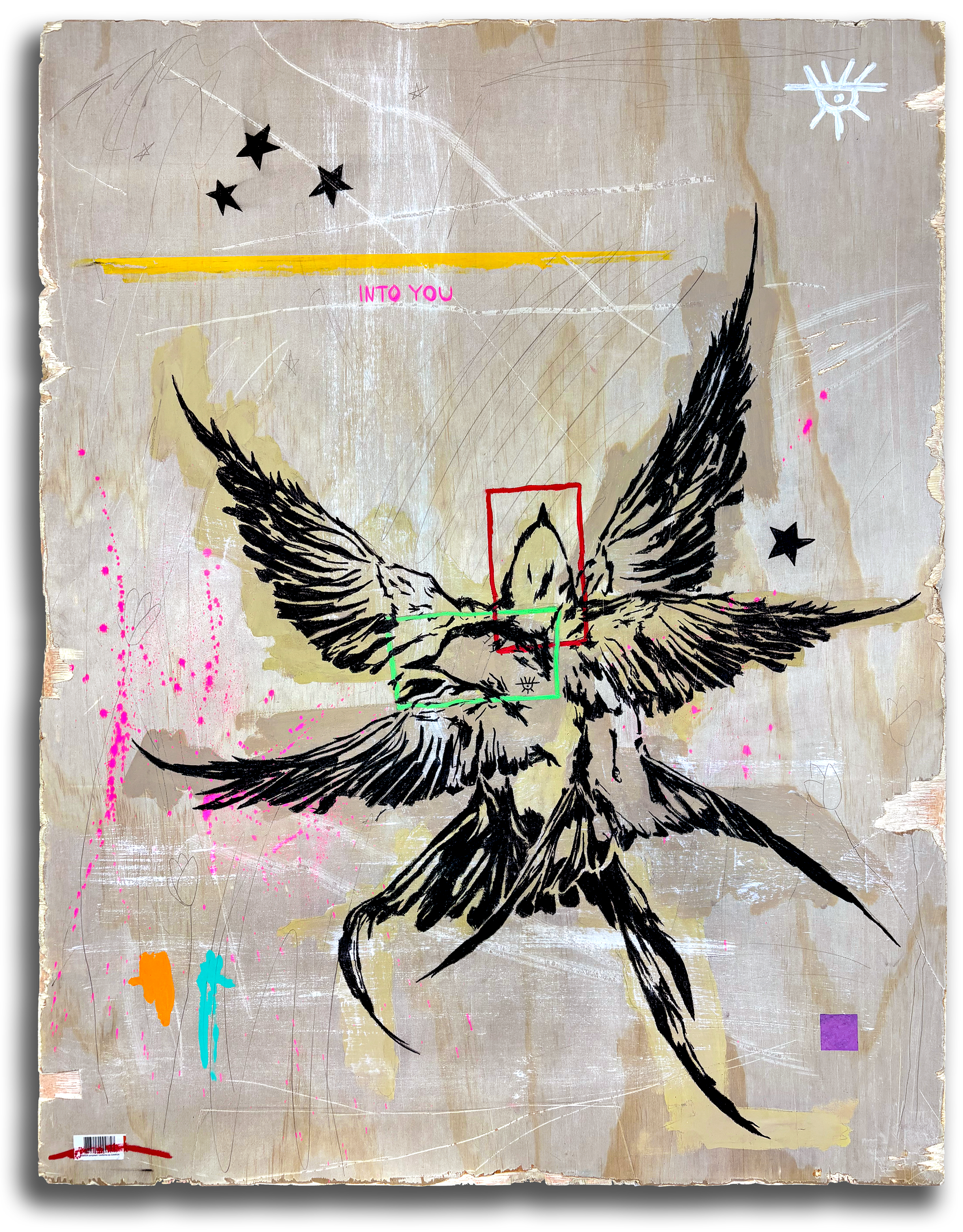 “Into you”, 2025, Mixed Media on Wood Board, 24” x 31”