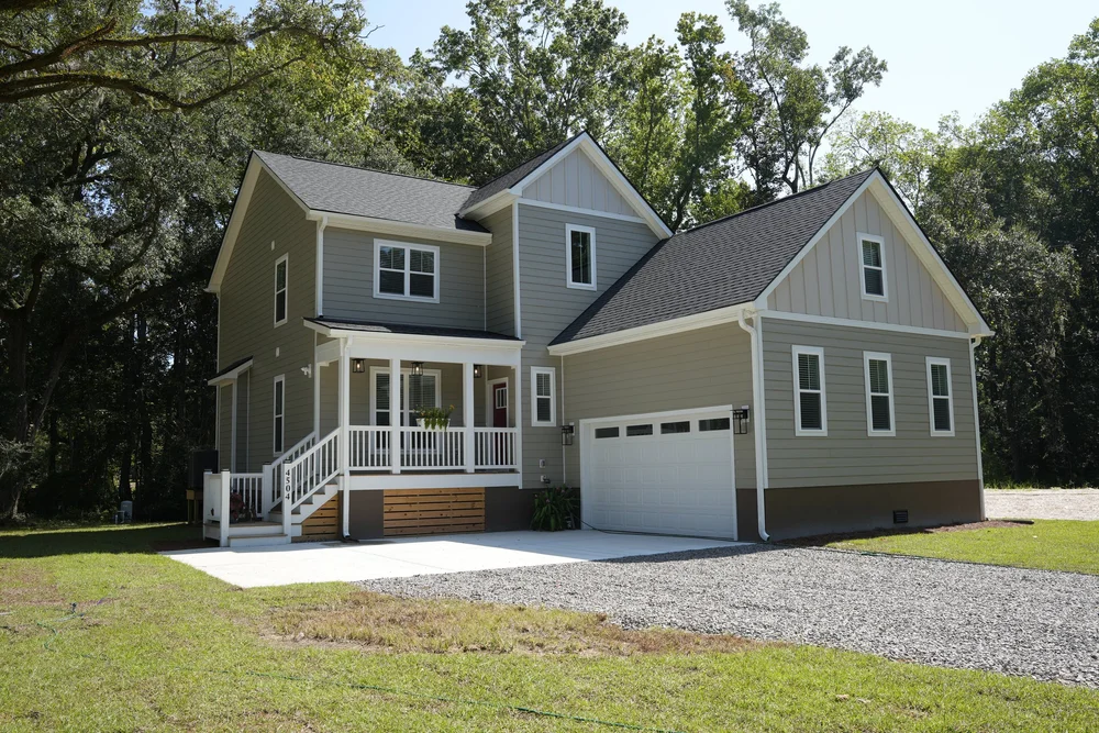 A Craftsman-style custom home with a front porch