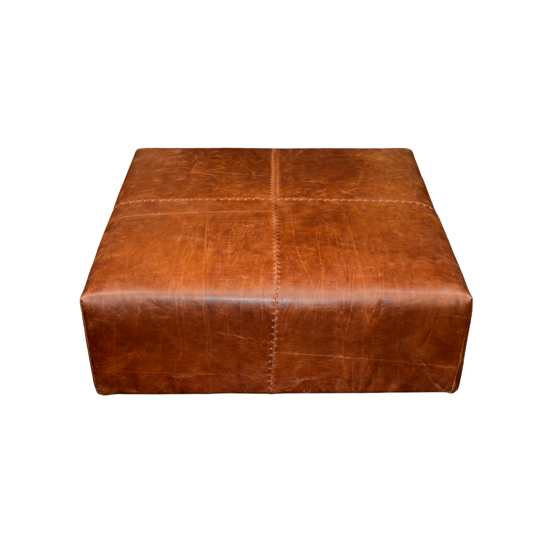 Stitched Leather Ottoman