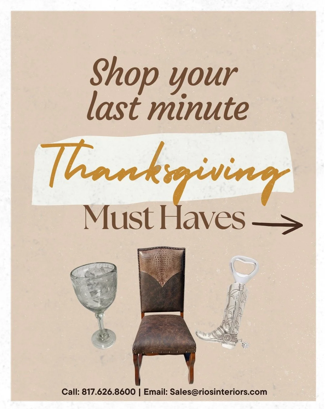 ✨ Last-Minute Thanksgiving Finds! ✨
Host in style this holiday with our in-stock pieces &mdash; ready to elevate your table and your home. Browse our top Thanksgiving picks, available now for a limited time.

We ship nationwide! 🍂
Call to order or f