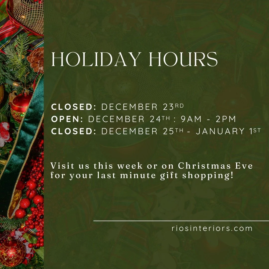 Holiday Hours 2025 🎄
We will be open on Christmas Eve Day from 9am - 2pm for all your last minute holiday shopping!