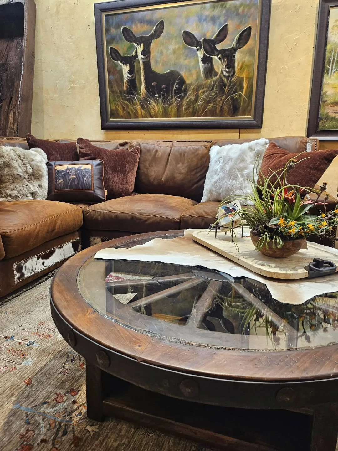 One of our more remarkable custom designs is the Wagon Wheel Coffee Table. Made from a colonial aged wagon wheel converted to a coffee table. Mixing authenticity and utility together.

#handmade #design #coffeetable #fruniture #fortworthtx