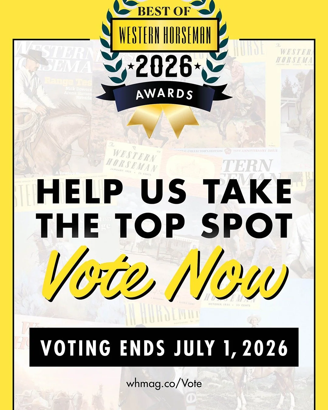 whmag.co/vote 

Rios Interiors has has been nominated for the 2026 Best of Western Horseman Awards in the Home and Ranch &mdash; Furniture and Decor category. 

Voting will take place from June 10 to July 1. Voters can vote once per day, each day dur