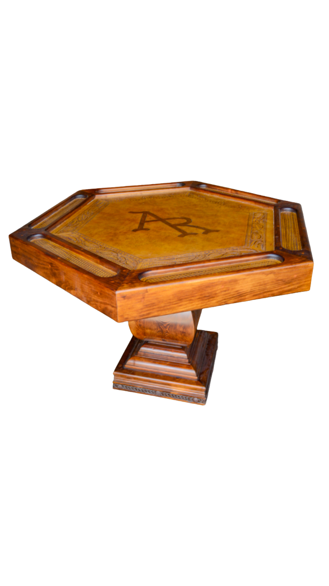 Mesquite with Hand Tooled Leather Poker Table