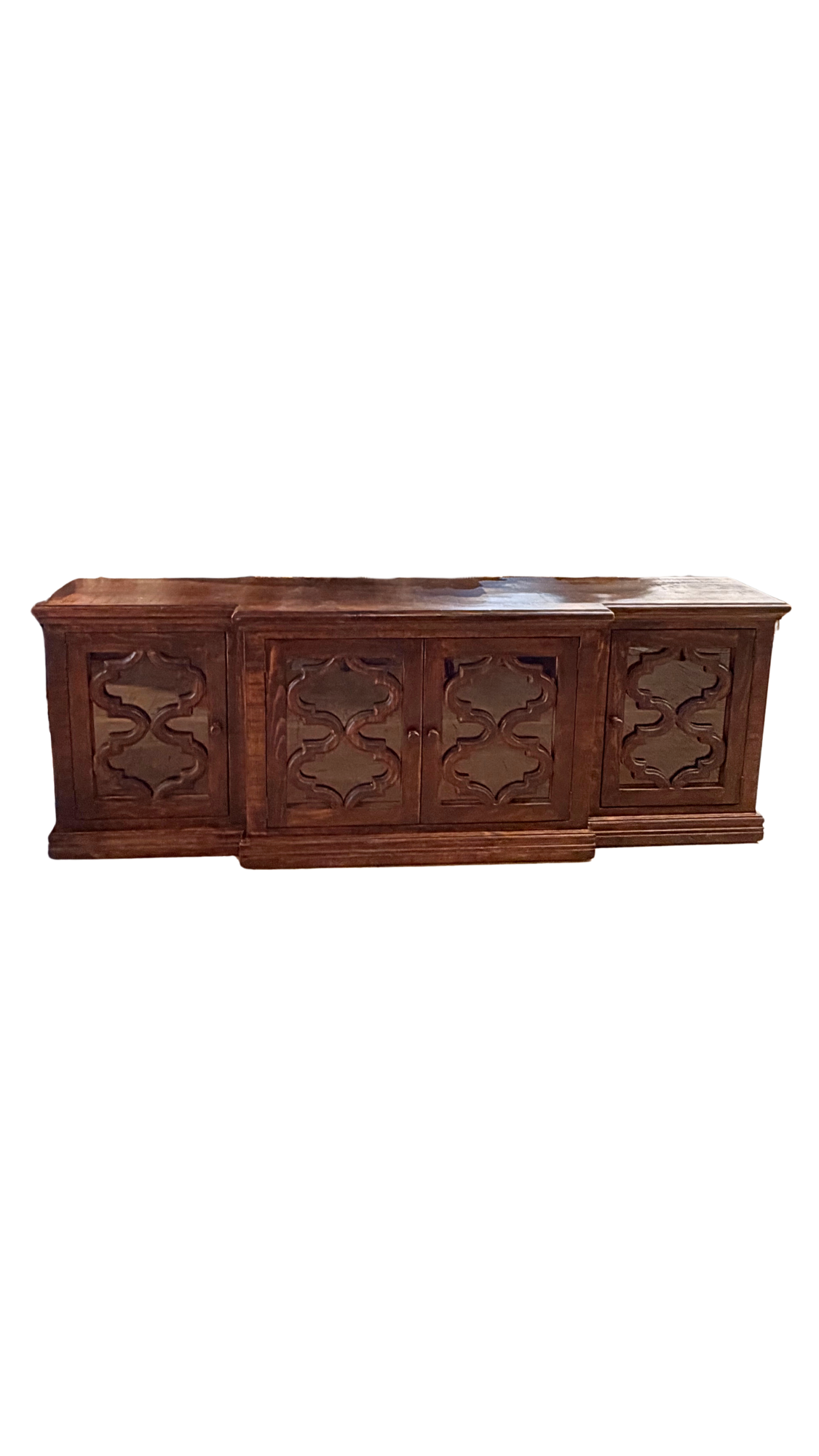 Brown Cheyenne Scroll Console w/ Glass