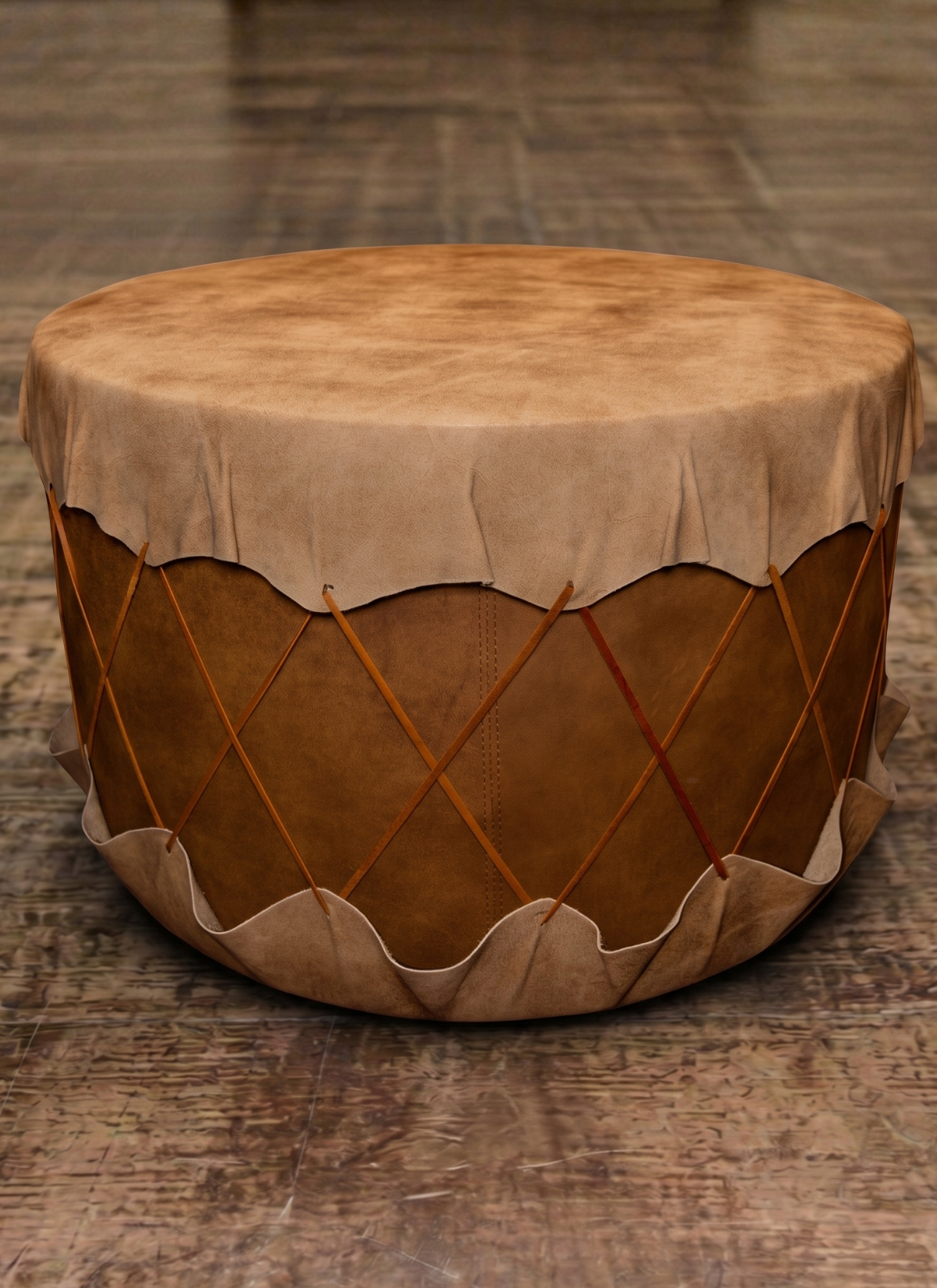 Old West Leather Large Ottoman