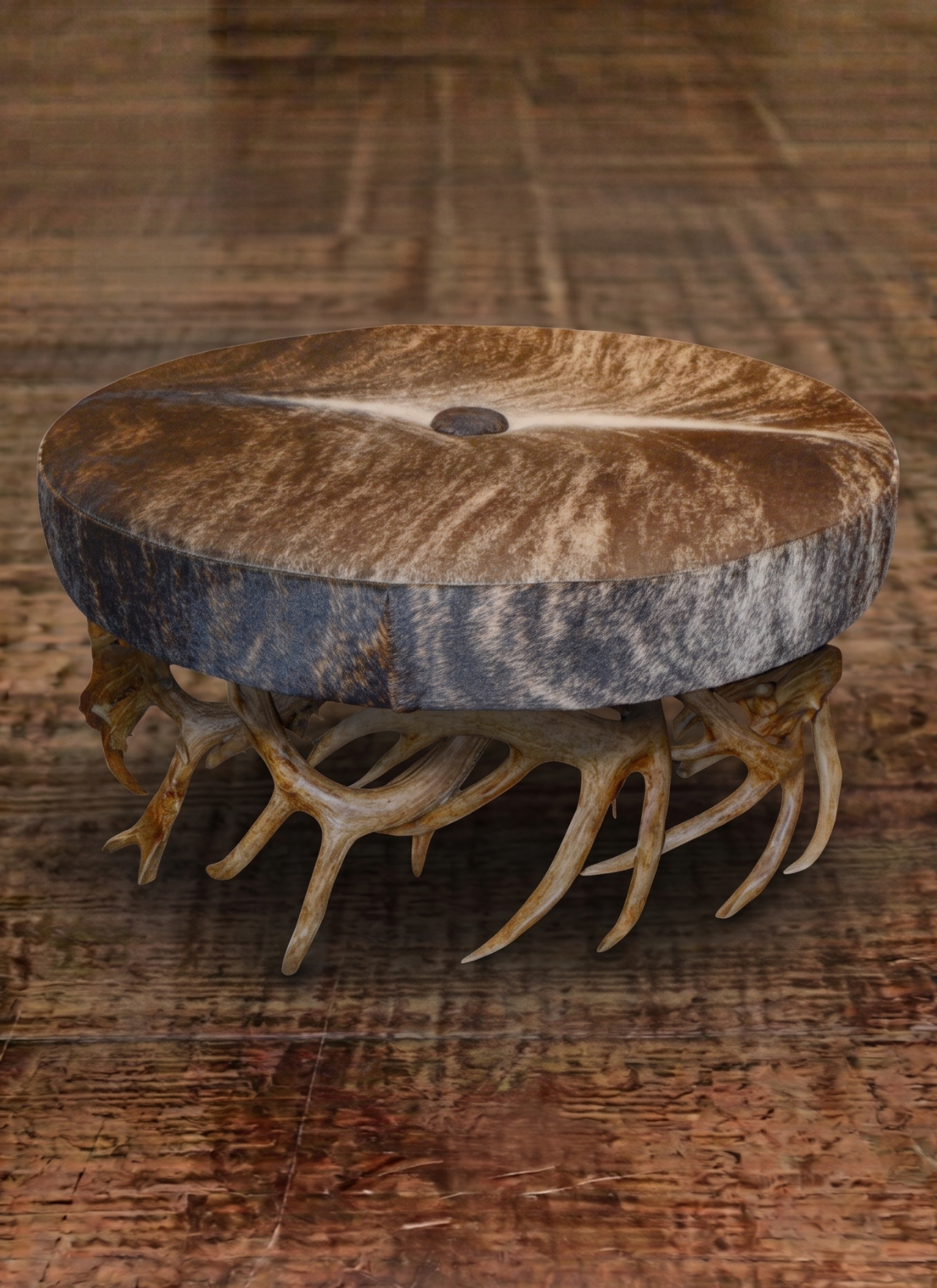 Mule Deer Ottoman with Cowhide