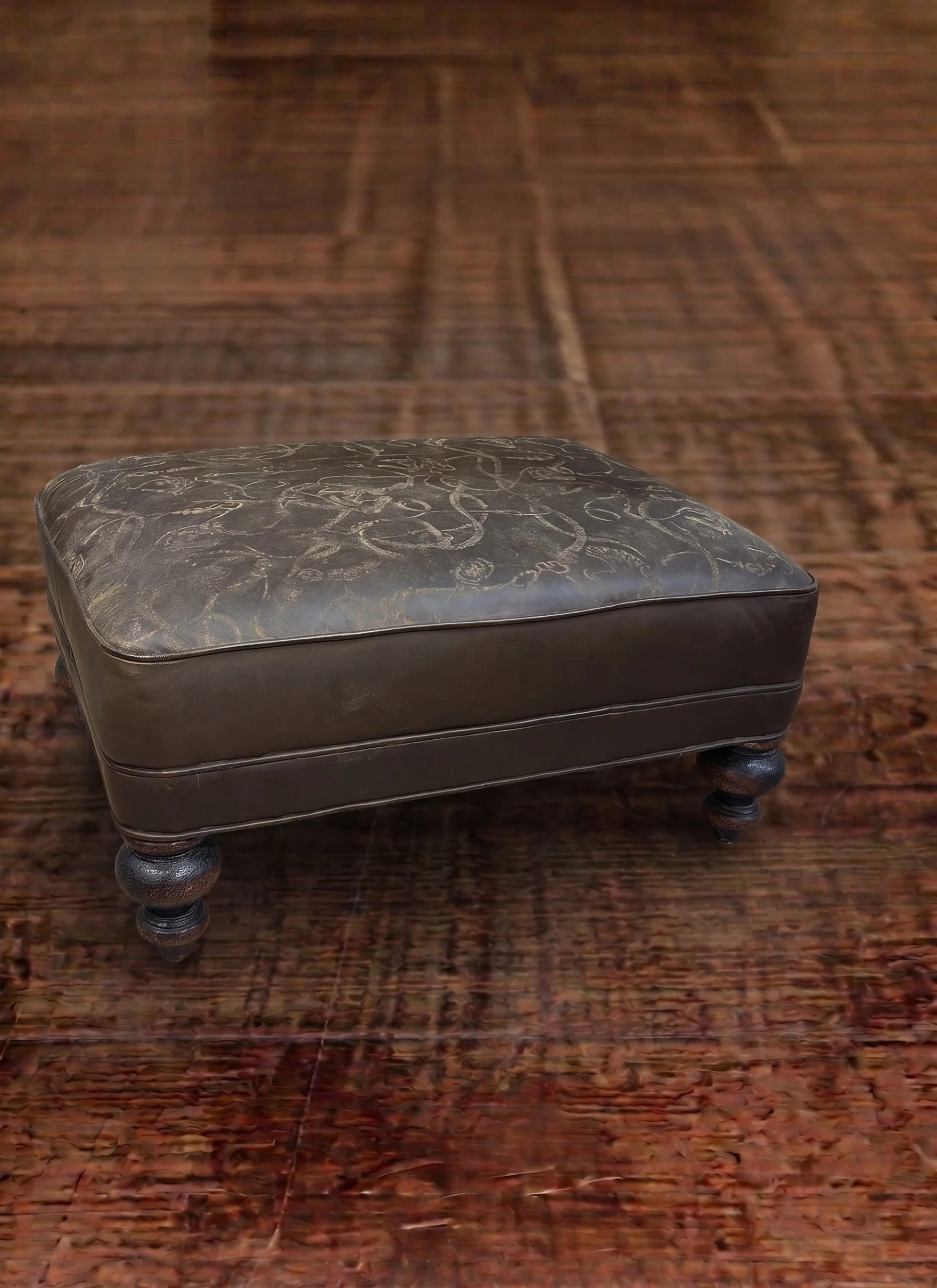 The Branded Leather Ottoman