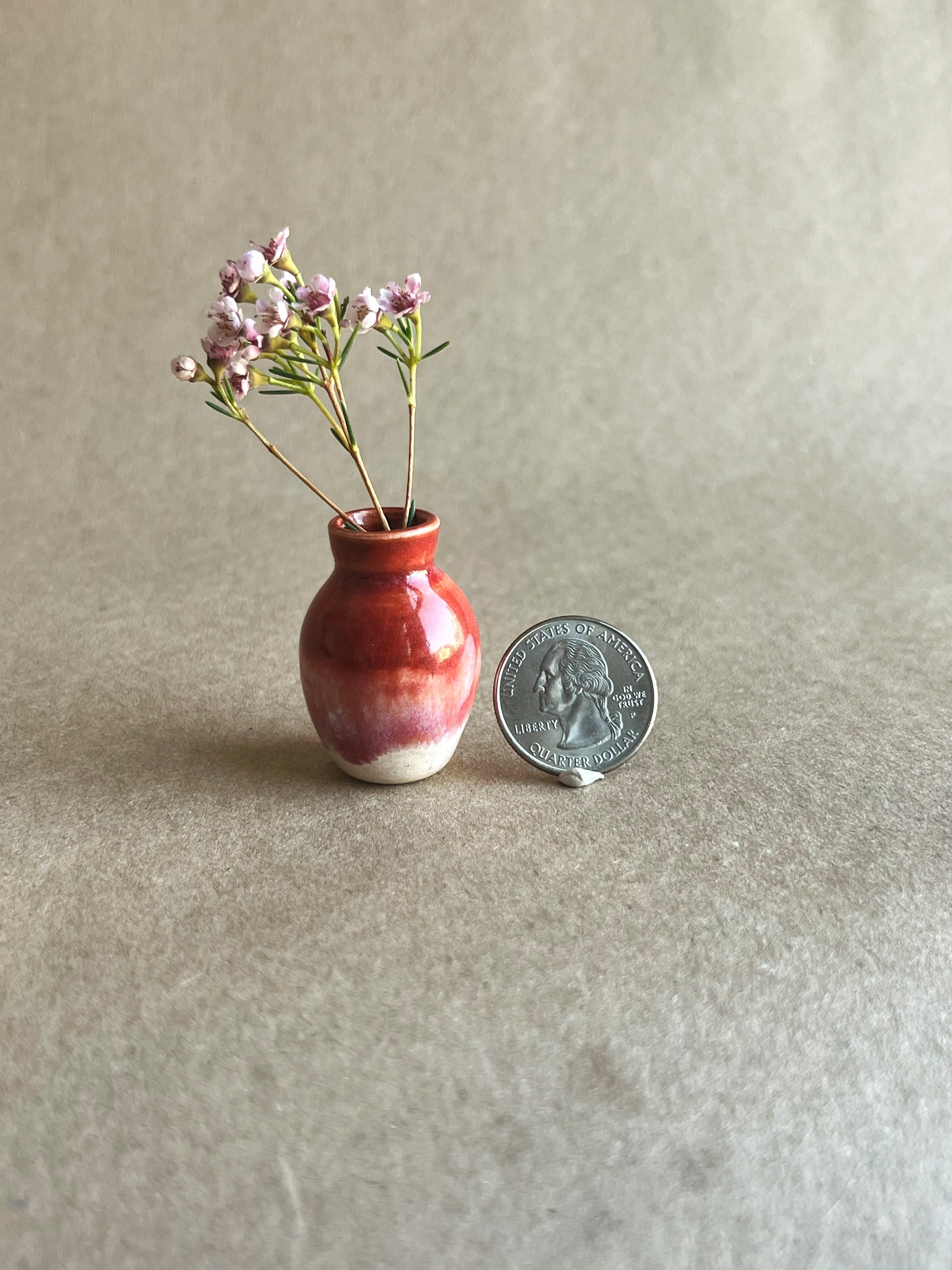 Two Tone Strawberry Red & White Tiny Vase