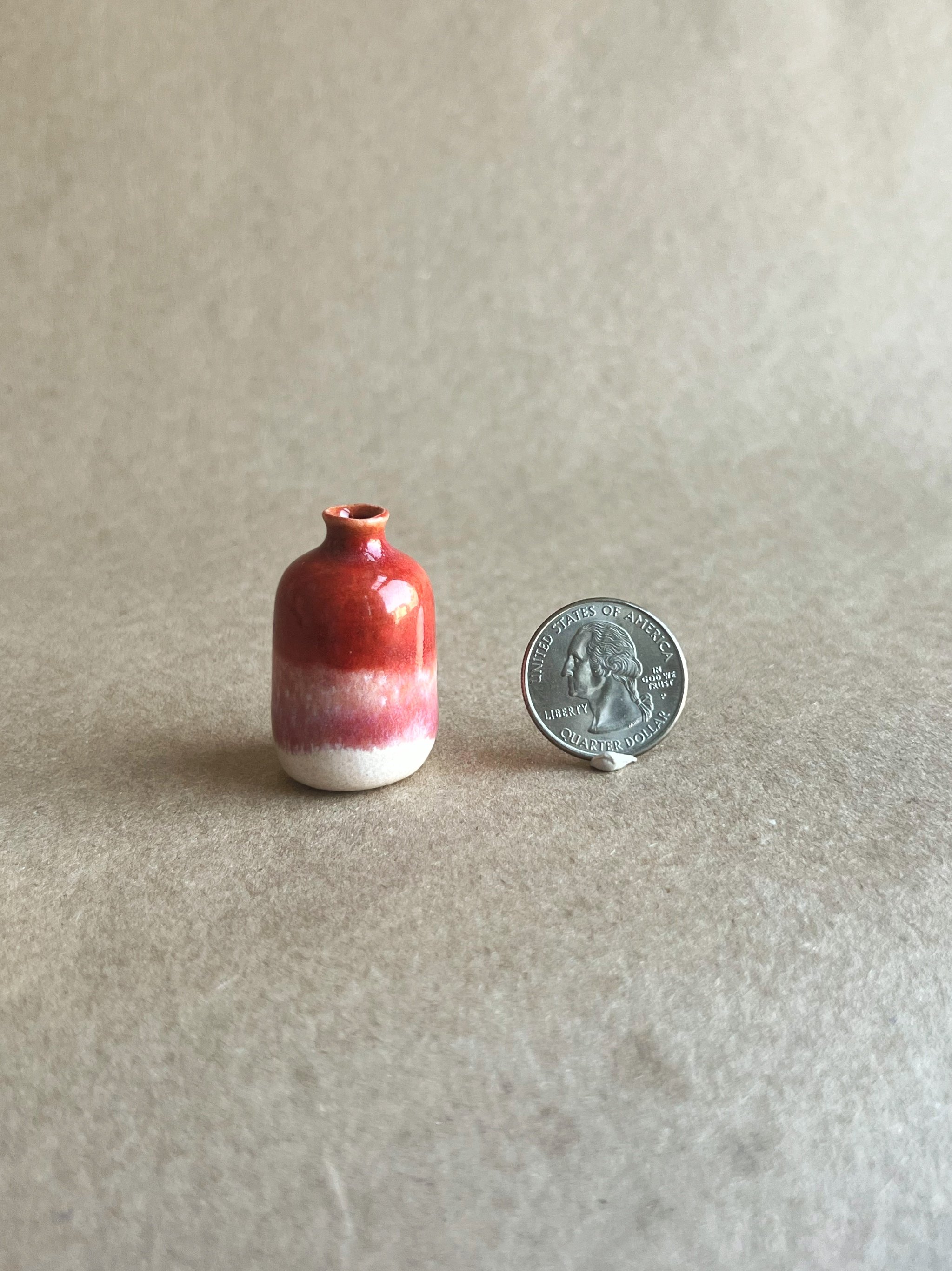 Two Tone Strawberry Red & White Tiny Vase