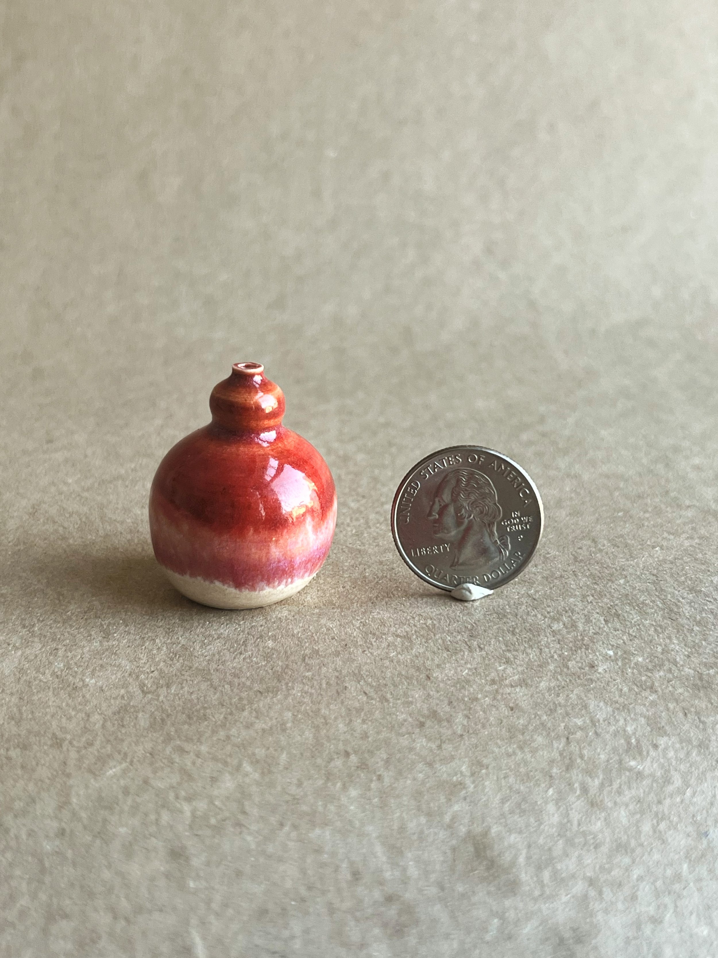 Two Tone Strawberry Red & White Tiny Vase