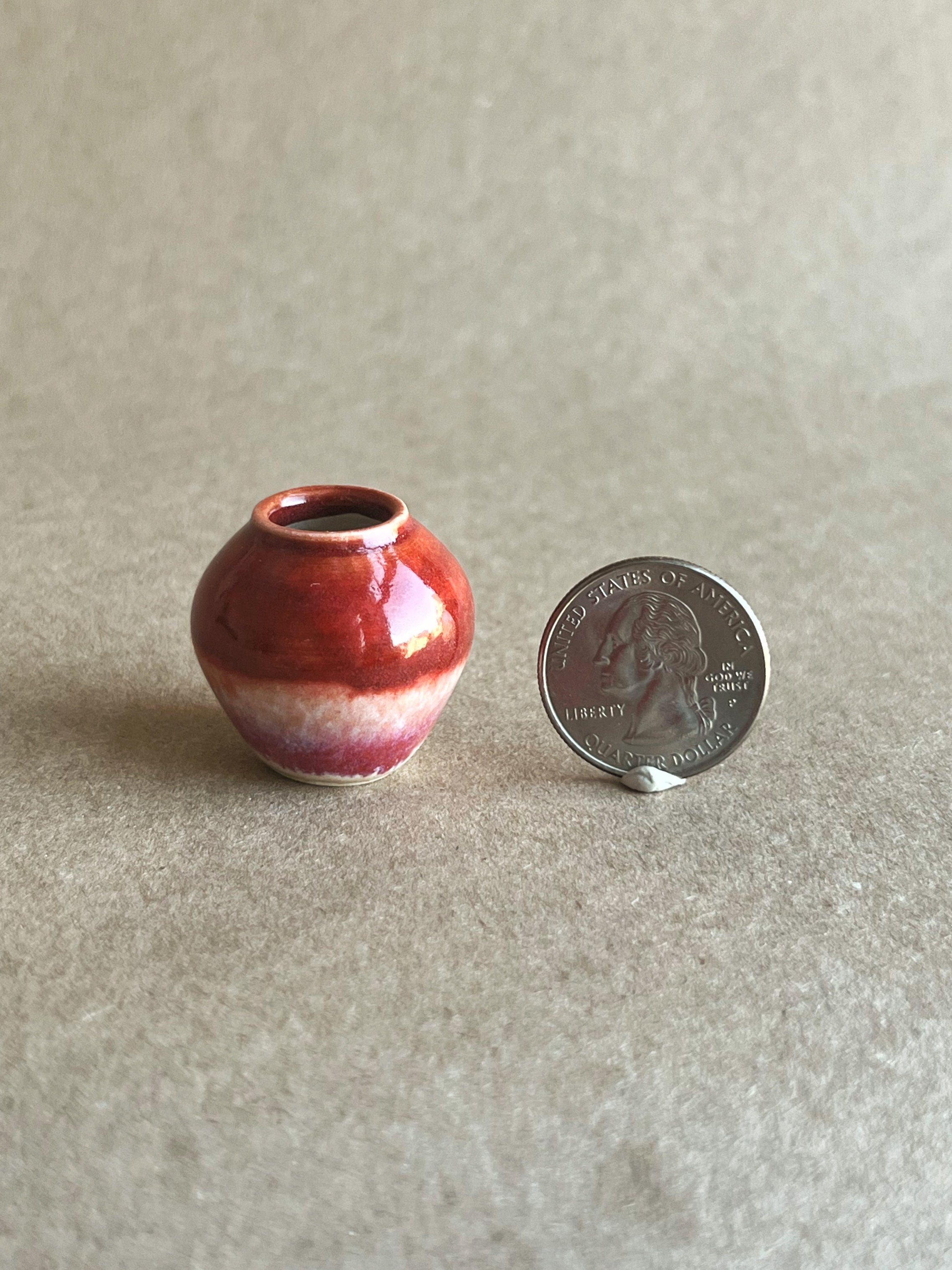 Two Tone Strawberry Red & White Tiny Vase