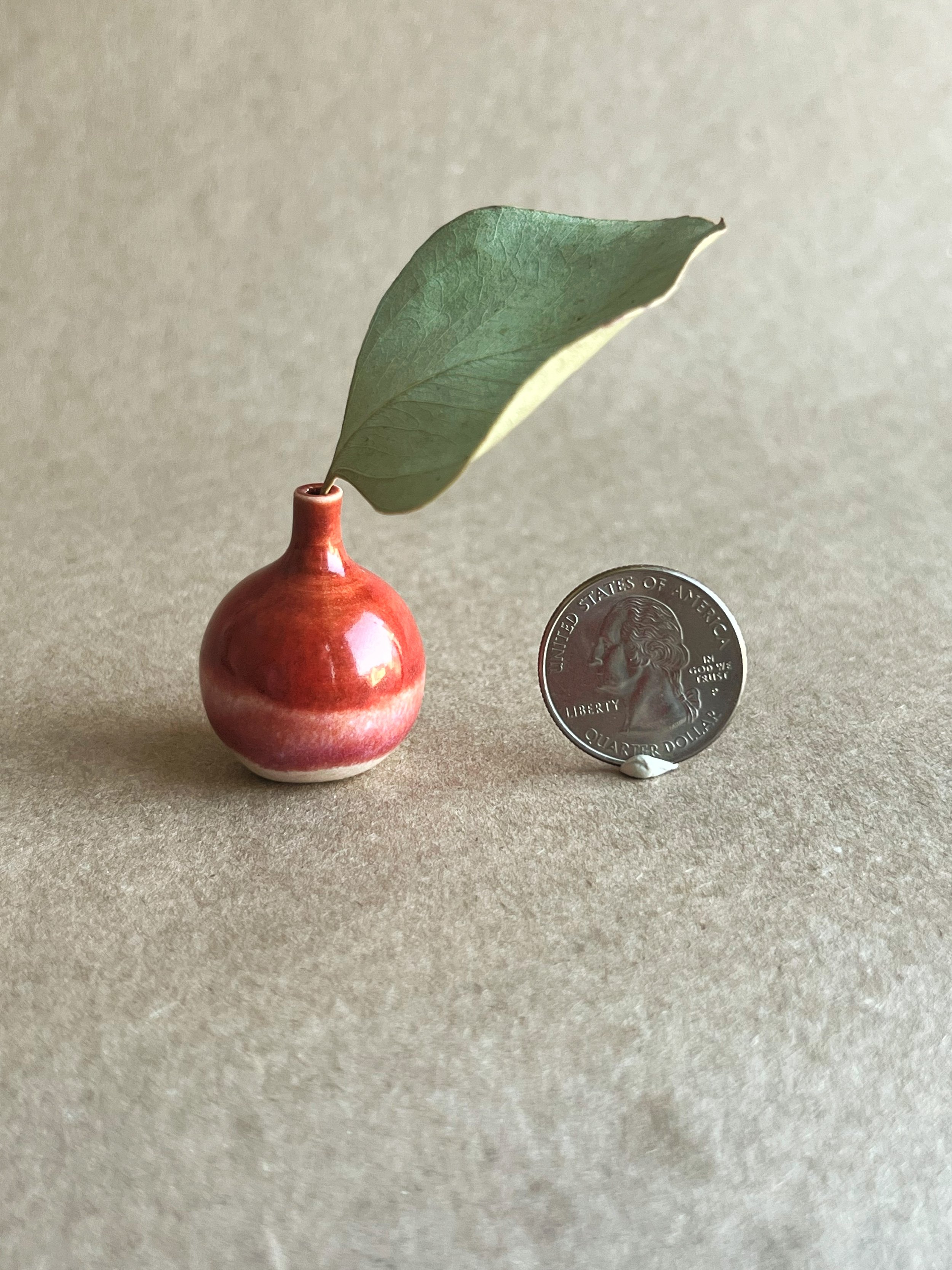 Two Tone Strawberry Red & White Tiny Vase