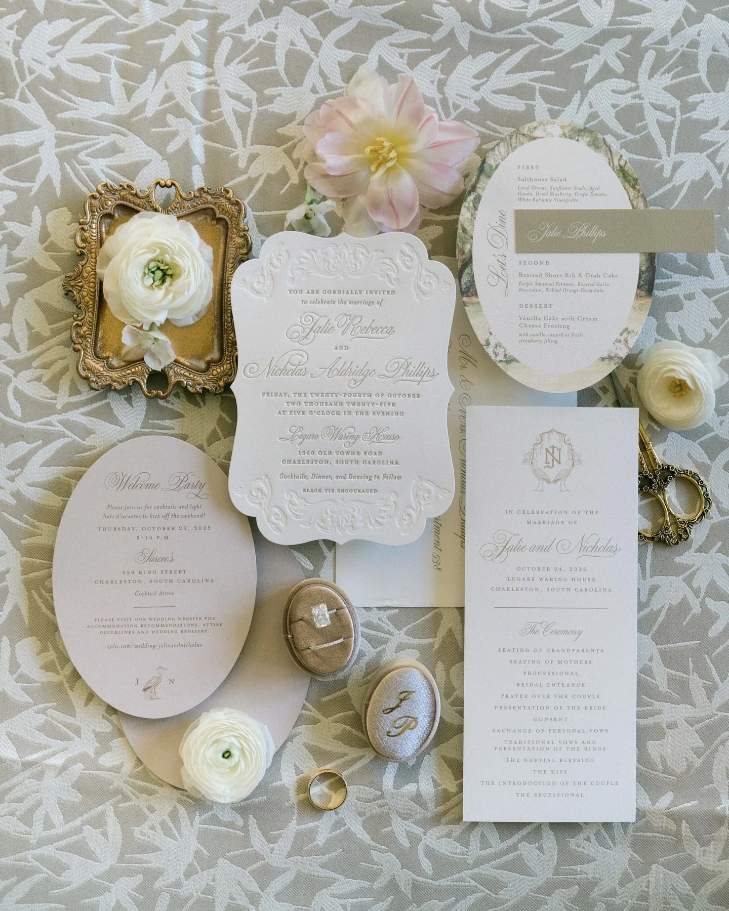 Oh, the magic that was Jalie + Nic&rsquo;s wedding day 🏹
 
One of the first weddings I booked and one of the most special paper suites I&rsquo;ve created during my career! Working with Jalie, her mom, and Heather @carolina_occasions &mdash; three in