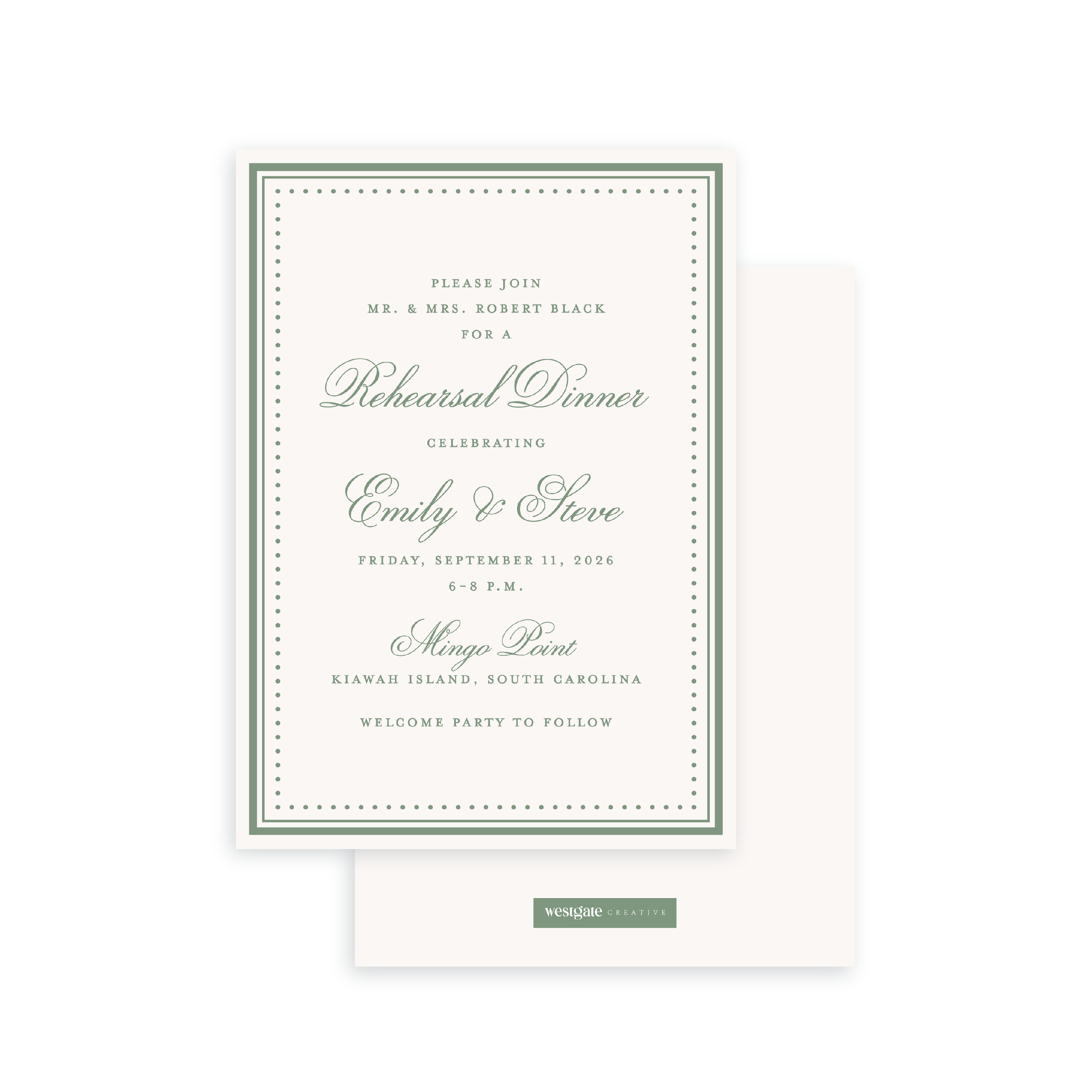 Dotted Border Rehearsal Dinner Invitation