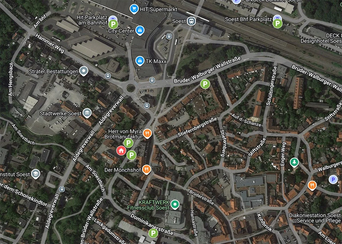 Übersicht Parkplätze in Google Maps