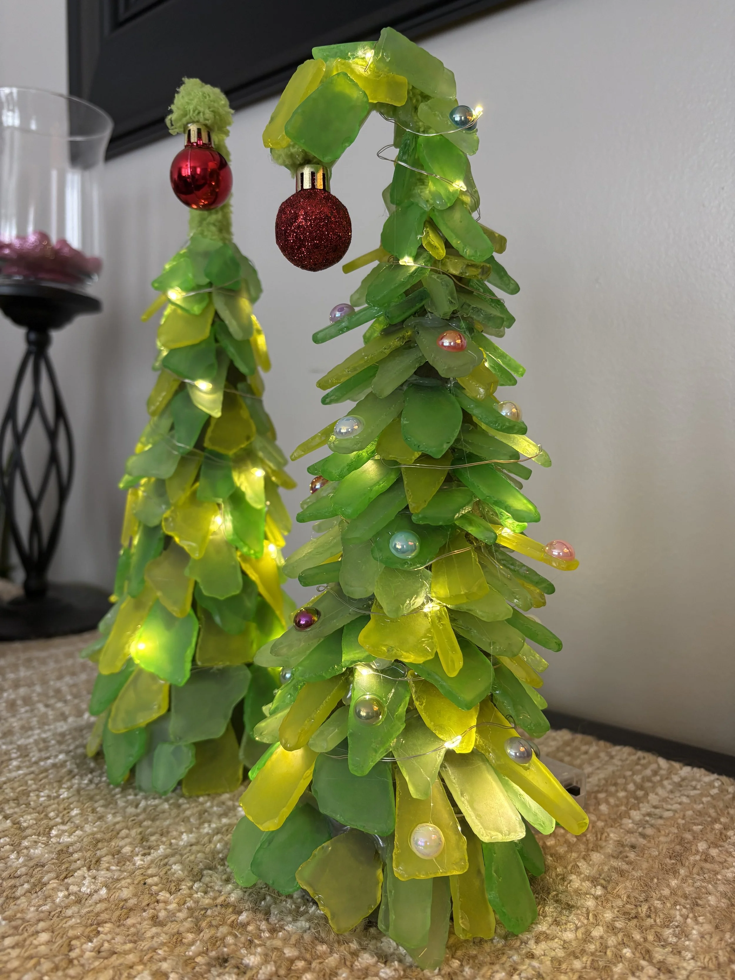 Christmas Sea Glass Grinch Style Tree
