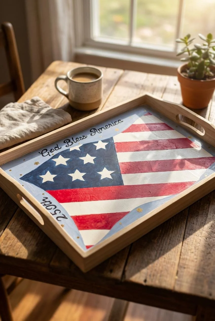 Patriotic Serving Tray with Painting on the Gogh
