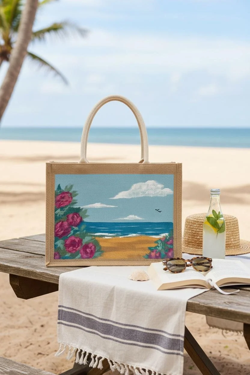 Summer Tote bag with Paining on the Gogh