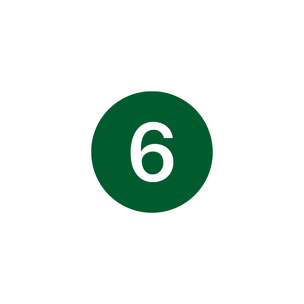 Green circle with number 6
