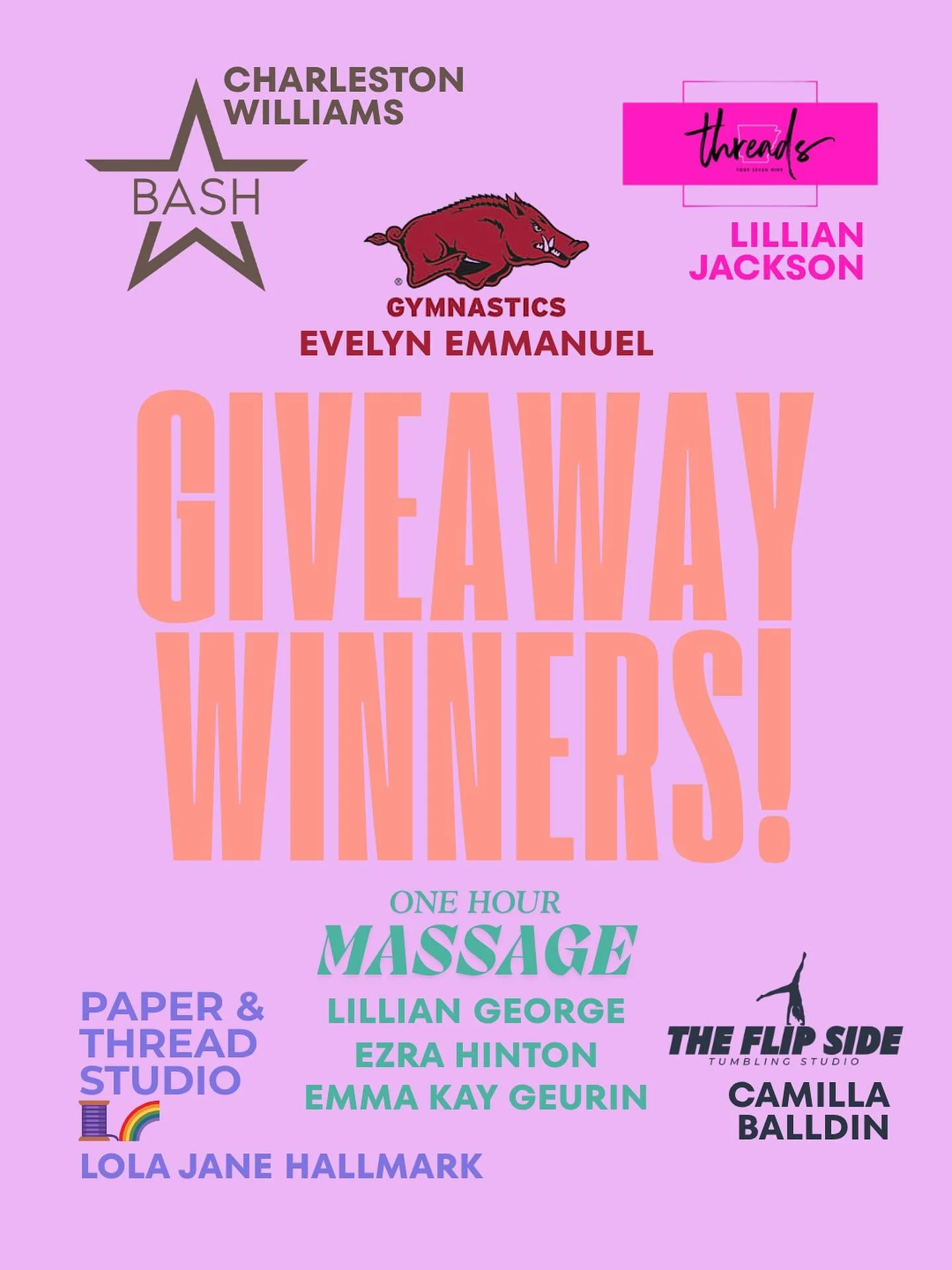 Congrats to our One Year of Flips Giveaway winners! Pick up your prizes the next time you are at the studio. Thank you to the local businesses teaming up and contributing your services for this event 🧡