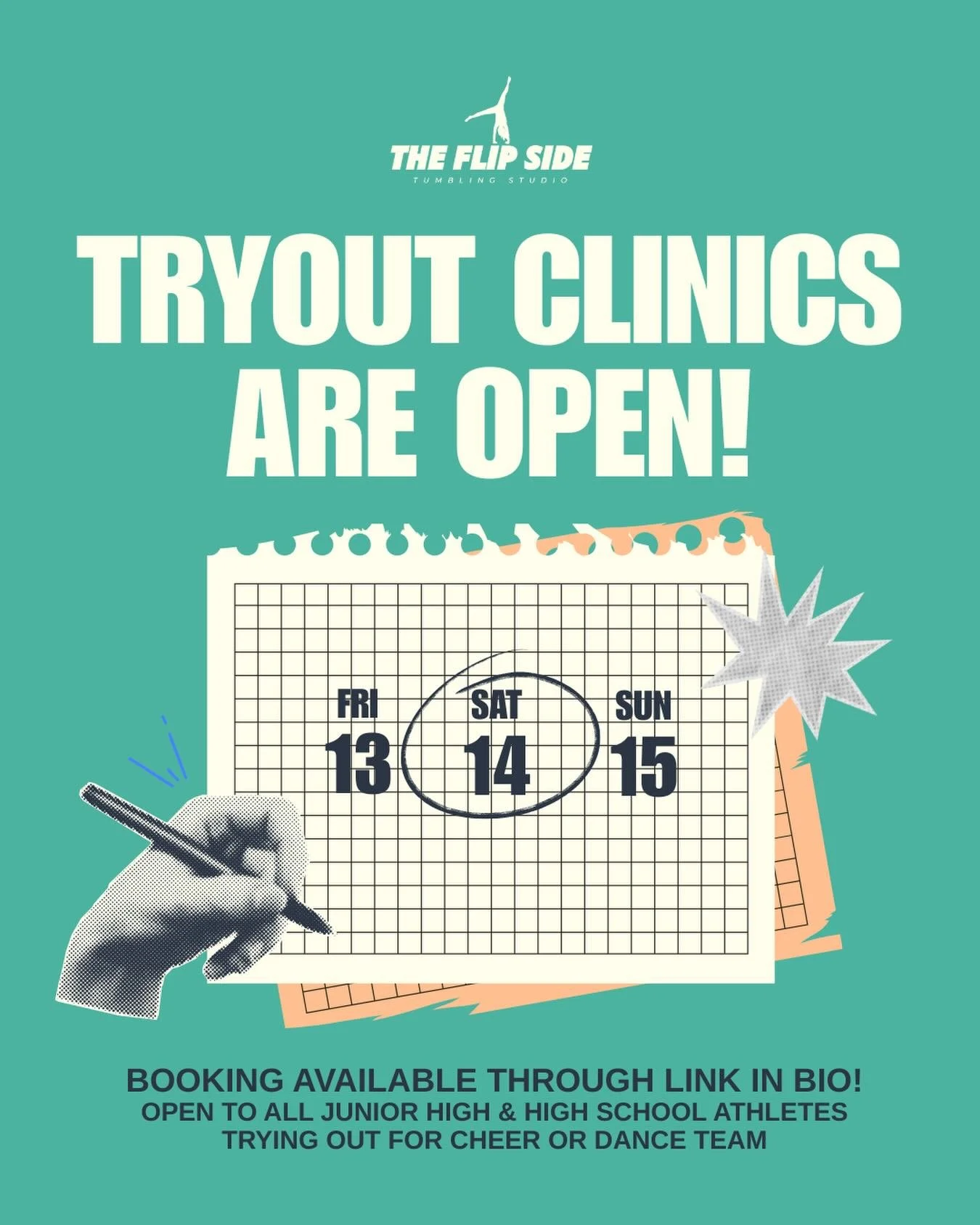 School Cheer &amp; Dance Team Tryout Clinics are Open! Find the link to enroll through the bio or link in story. Building confidence, skills, and spirit&mdash;one clinic at a time! 💫 Open to all athletes trying out for Junior High or High School Che