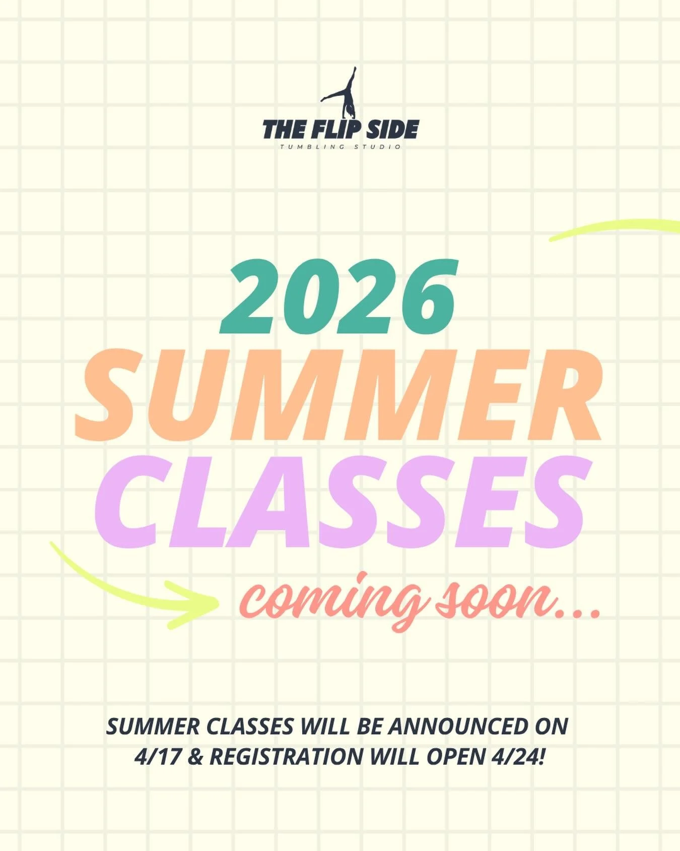 SUMMER IS COMING&hellip;🤸🏻&zwj;♀️
Mark your calendars and stay tuned for our summer class options &amp; further enrollment information!

#flips #tumbling #acro #training #summerclasses