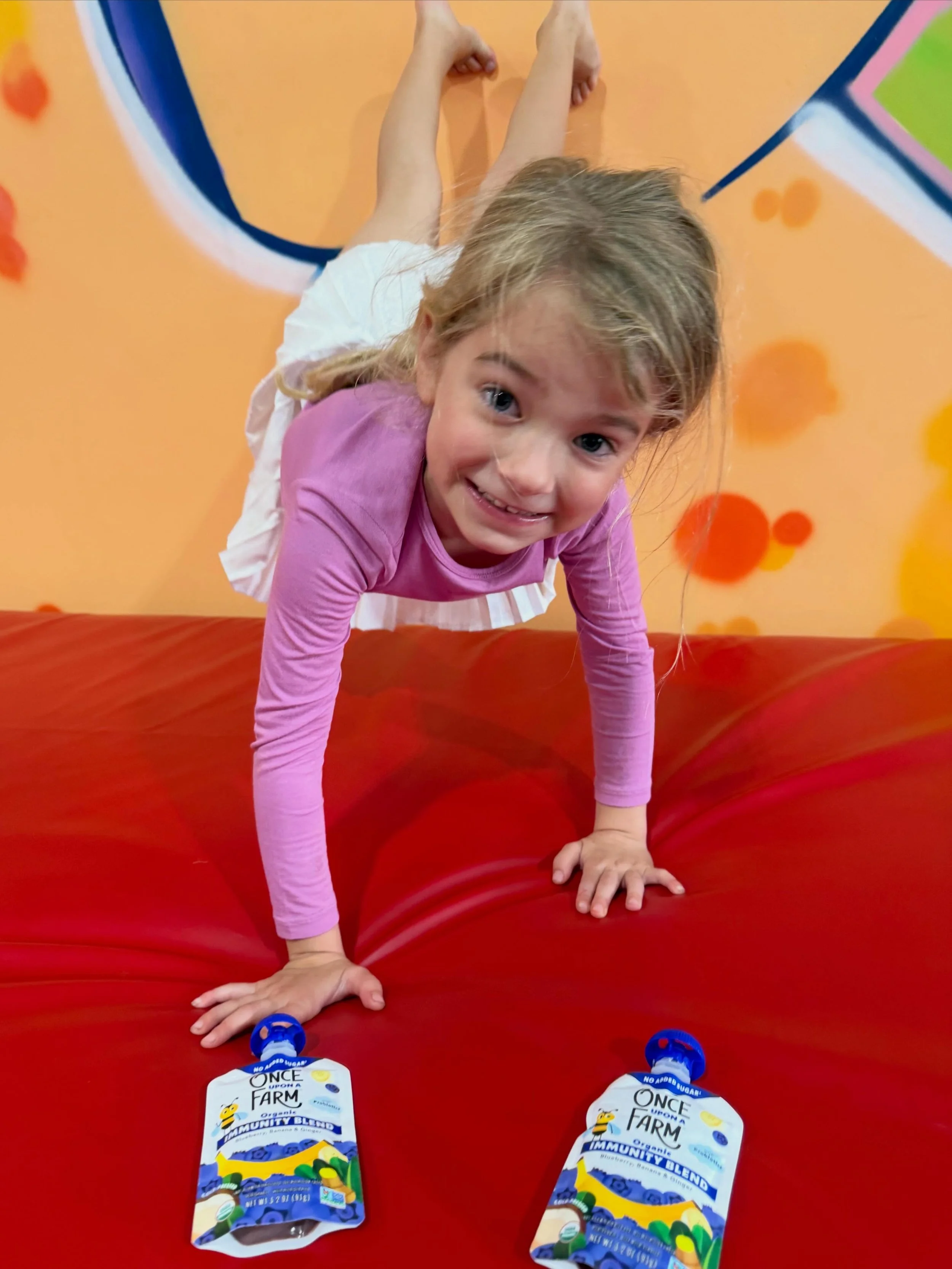 Flippin out over @onceuponafarm! 🤸🏻&zwj;♀️🫐🍌🫚

Their organic Immunity Blends are packed with fruit and veggie ingredients and probiotics to boost beneficial gut bacteria&mdash;crafted for flavor and function. Cold-Pressure Protected and ready fo