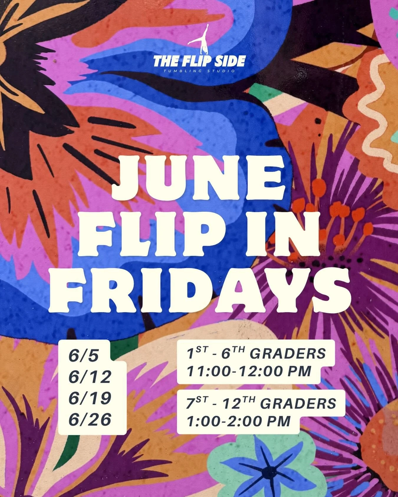 All of June Flip in Fridays are now open! Please book the time slot to your athletes appropriate age group through the stories or Linktree. *Please leave these spots open for those not in a summer group class or have at least 2 private lessons in Jun