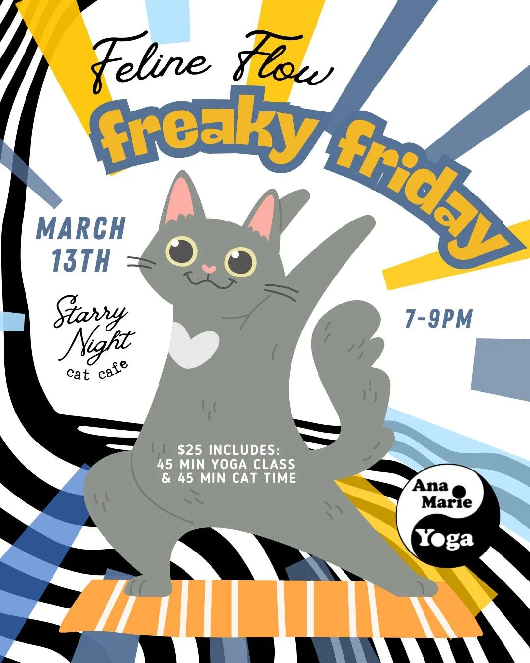 🐈&zwj;⬛ This Friday is Friday the 13th! Join us for Feline Flow: Freaky Friday and channel the calm, curious energy of our feline friends.

🧘 Unwind with 45 minutes of gentle, grounding yoga surrounded by cats, followed by 45 minutes of cat time in