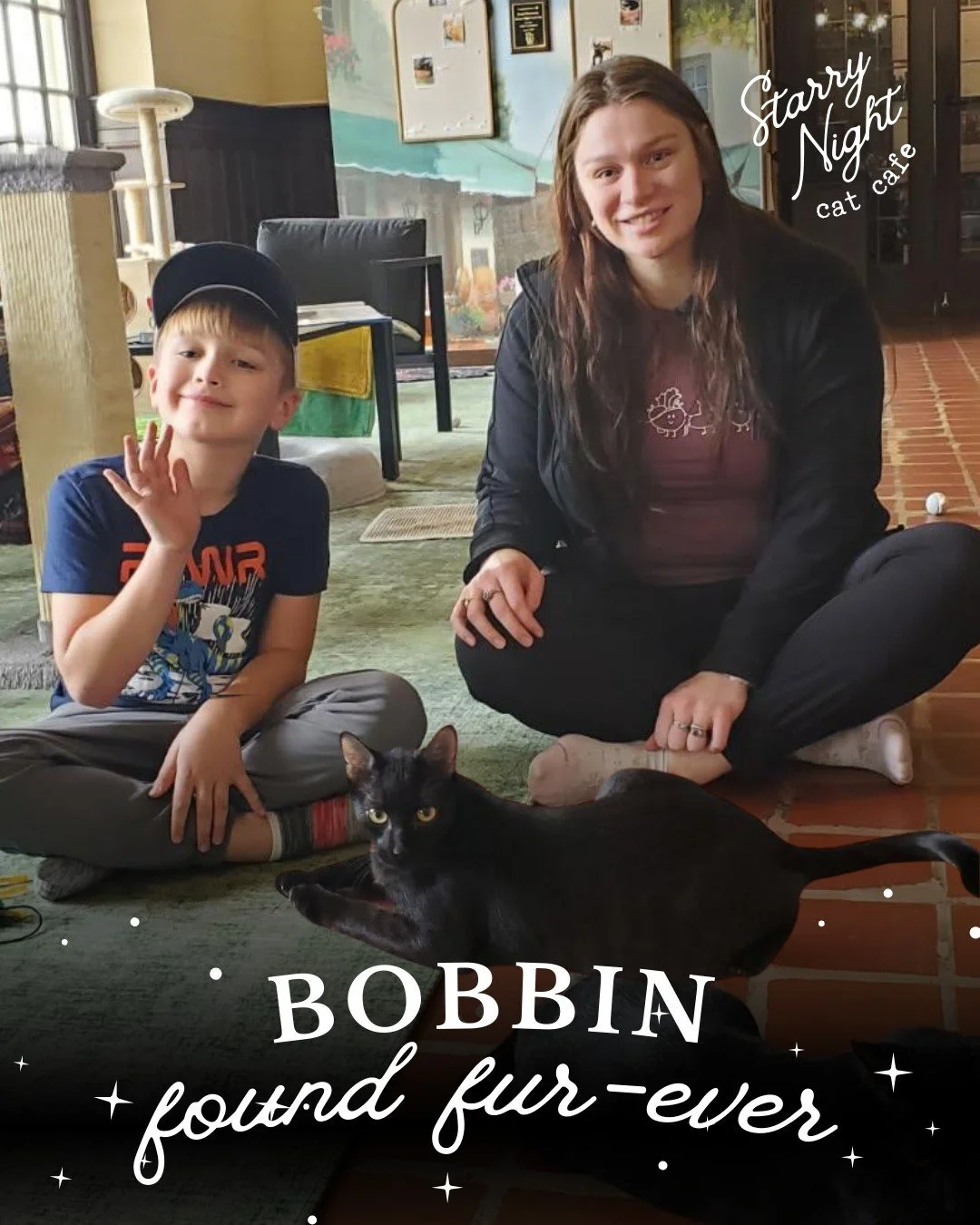 Sew Exciting!! 🧵 Bobbin has officially found his furever home and is ✨#226✨adopted with Starry Night! We had a feeling once Bobbin got comfortable and started showing off his fun personality to guests, he wouldn&rsquo;t stay long. This energetic tab
