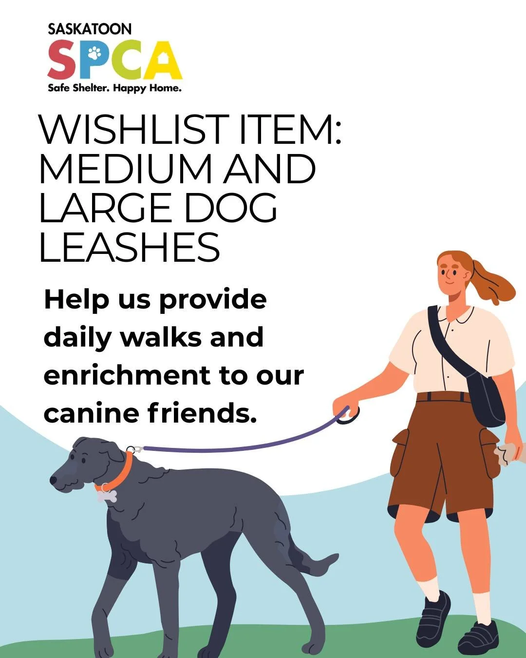 We&rsquo;re running out of medium and large sized leashes at the shelter, and we need your help.

Leashes are essential for safely getting our dogs outside for walks, exercise, and enrichment every single day. Without them, it becomes much harder to 
