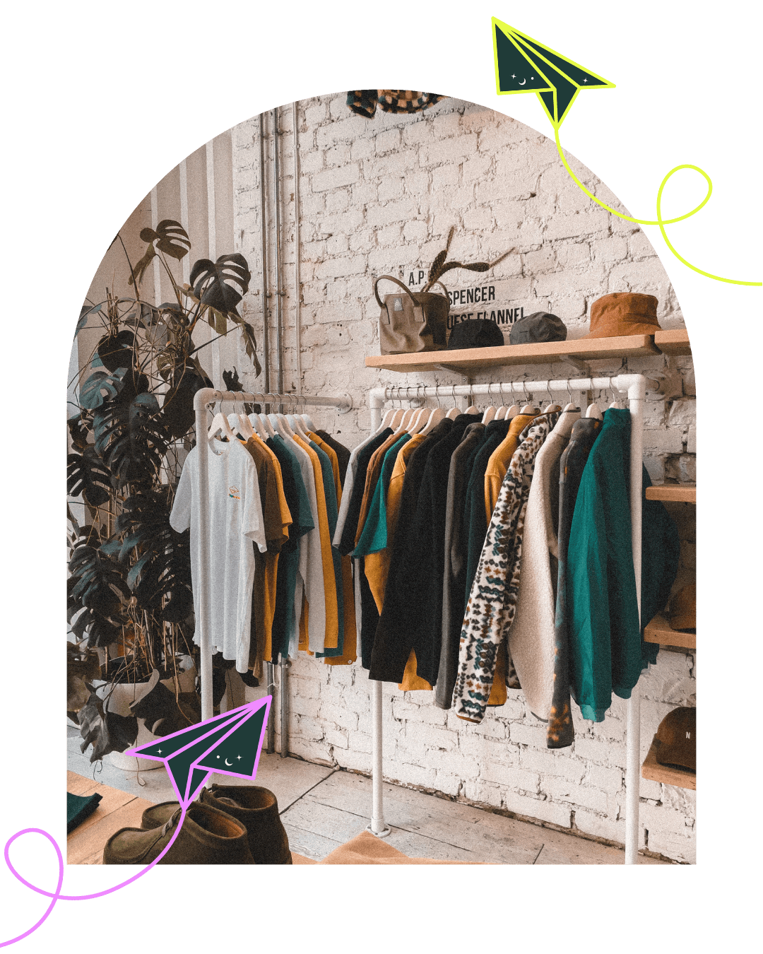 sustainable clothing shop rack