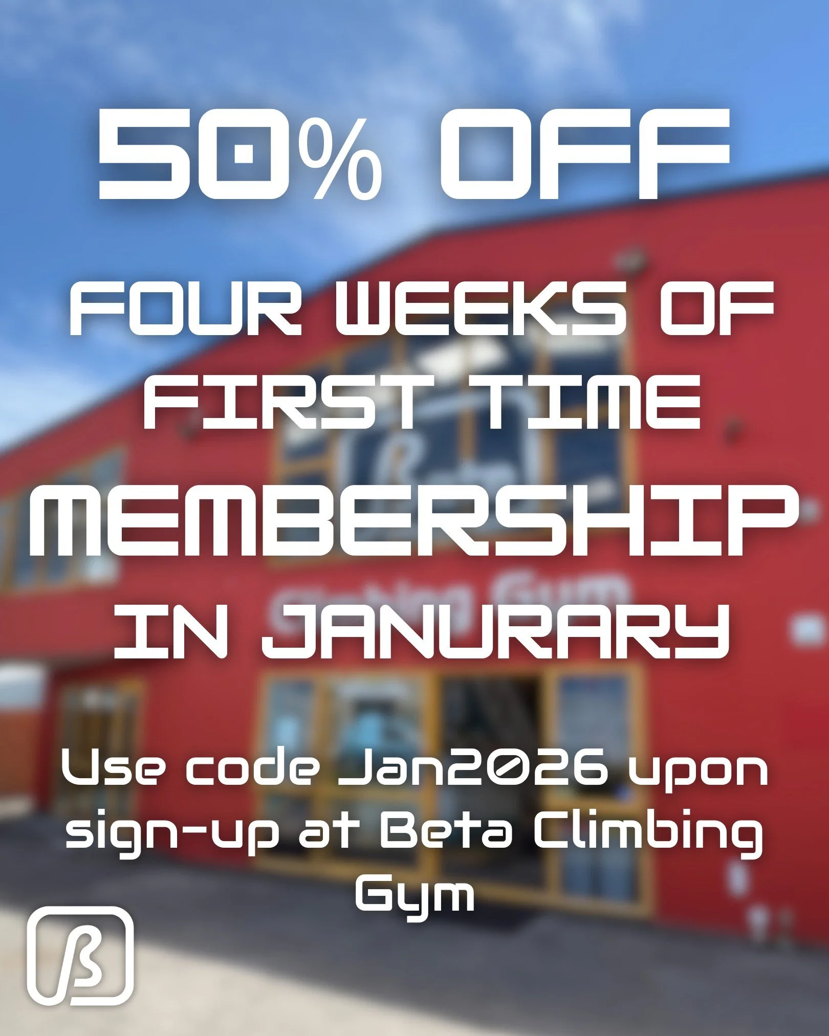 You can get the first 4 weeks of a new weekly membership for &frac12; price in the month of January! 💪😎

Use code Jan2026 upon sign-up 🤗

*Must be the participant&rsquo;s first time purchasing a weekly membership at Beta
*Code valid until 3rd Febr