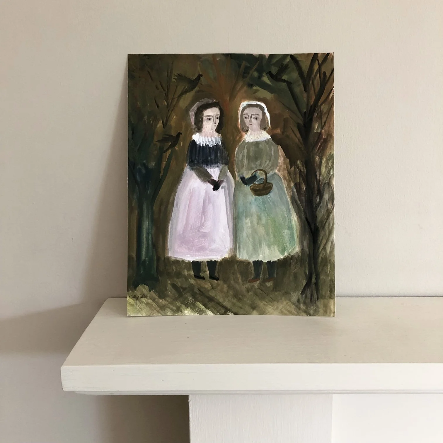 Two Girls by the Woods by Cathy Cullis