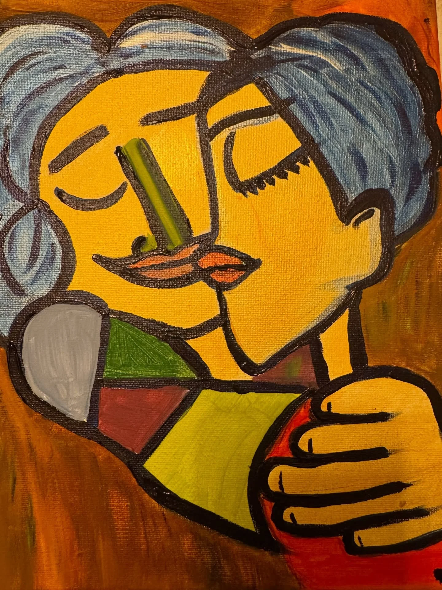 My housemates and I are painting a different artist every month and this month is Picasso! How did I do? I did this in about 2 hours! It was so much fun and I feel happy I did something creative!! @krista.e.drake @erinbrinkman  #art  #picasso
