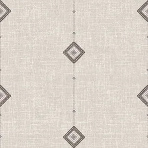 Wallpaper featuring pattern of small geometric diamond organic drawn shapes on a beige background.