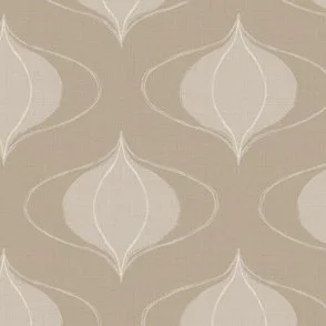soft khaki brown and beige vintage aged ogee onion shape textured wallpaper pattern