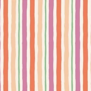 wavy warm rainbow stripes on cream design