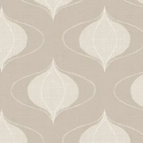 beige and cream vintage aged ogee onion shape textured wallpaper pattern