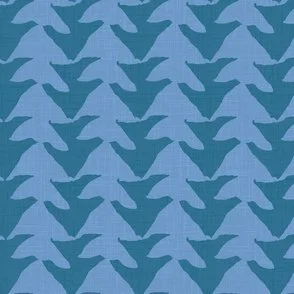 boho blue and darker blue organic fish arrow striped design with faded linen texture