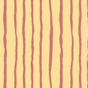 wavy painted soft red and butter yellow stripes